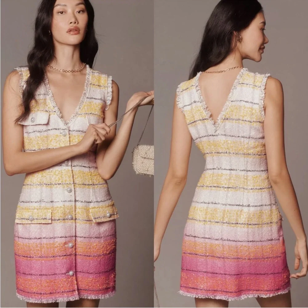 Anthro Maeve Sleeveless Tweed Mini Dress - Picture 1 of 5